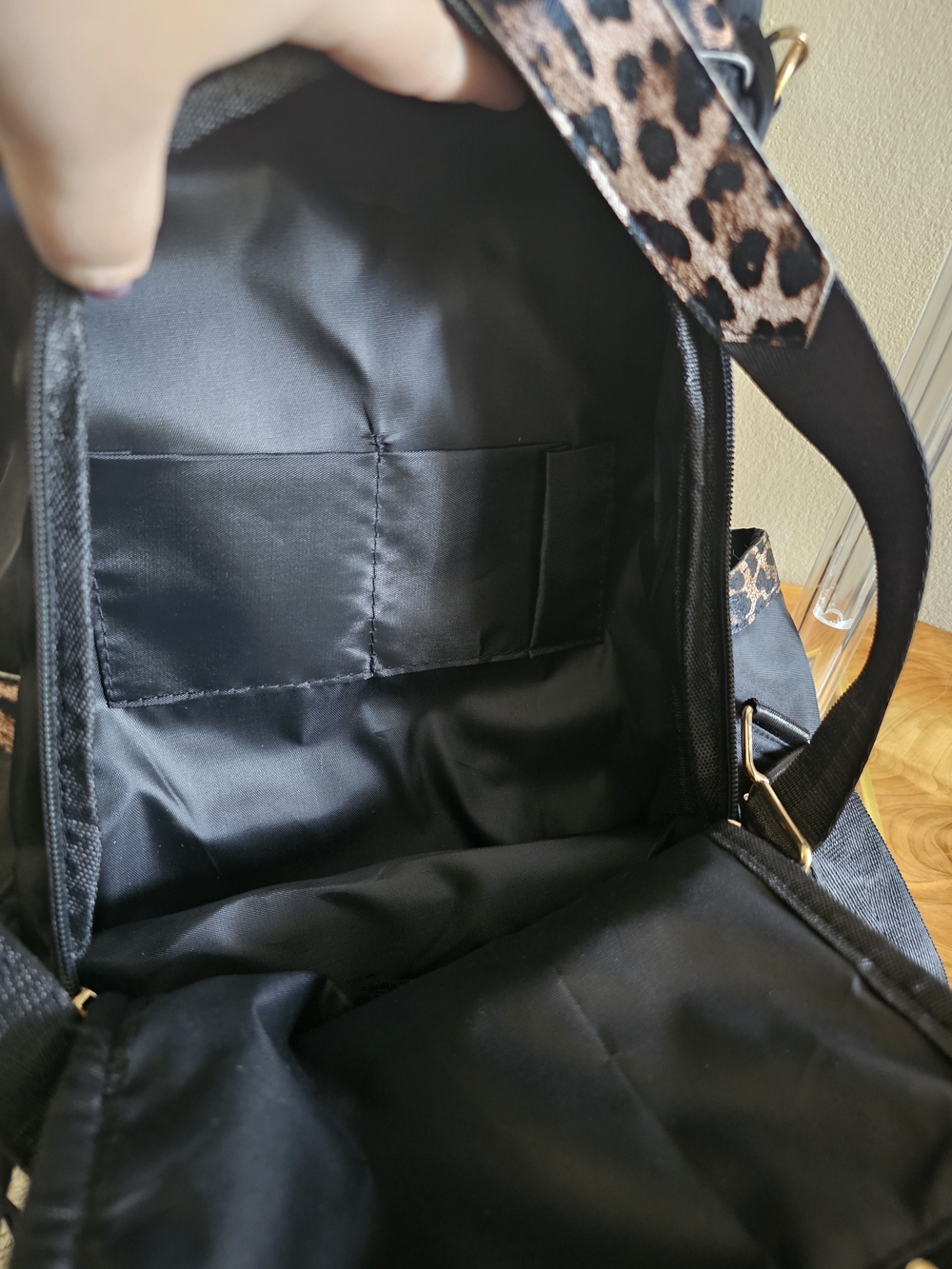 Leopard Accent Black Women's Backpack Bag NWOT - Picture 8 of 8